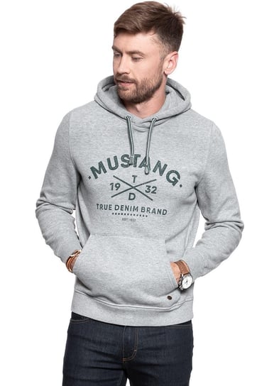 Mustang, Bluza męska, Bennet H Logo Mid Grey Melange 1008528 4140, rozmiar S Mustang