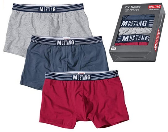 Mustang bokserki 3pak Blue/grey-melange/red xl Mustang