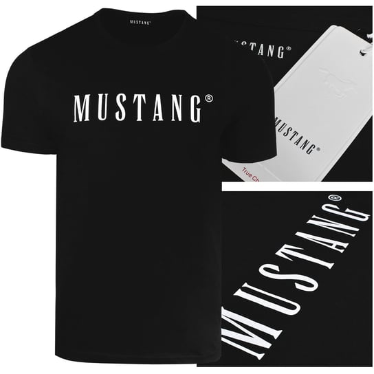 Mustang Koszulka Męska T-shirt Bawełniana 4222 Czarna Rozmiar L Mustang
