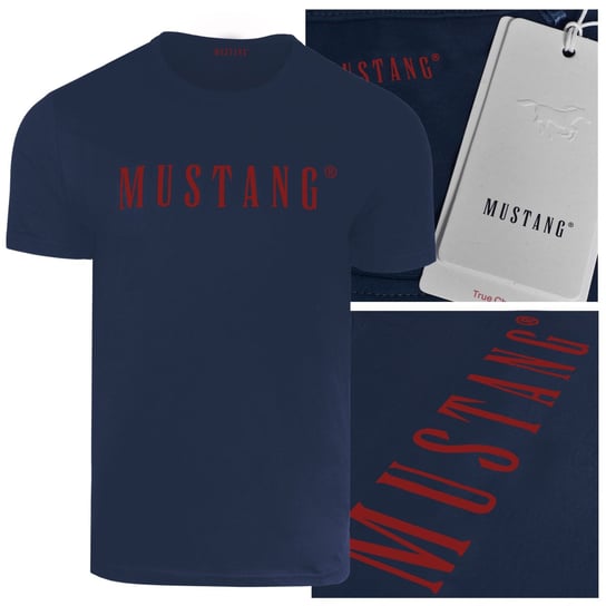 Mustang Koszulka Męska T-shirt Bawełniana 4222 Granatowa Rozmiar XL Mustang