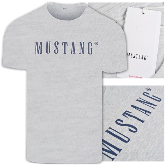 Mustang Koszulka Męska T-shirt Bawełniana 4222 Szara Rozmiar L Mustang
