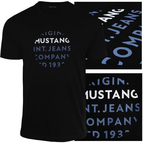 Mustang Koszulka Męska T-shirt Bawełniana 4228 Czarna Rozmiar 2XL Mustang