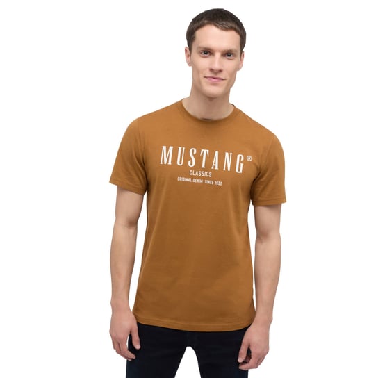 Mustang Męski Brązowy T-Shirt Koszulka L Mustang