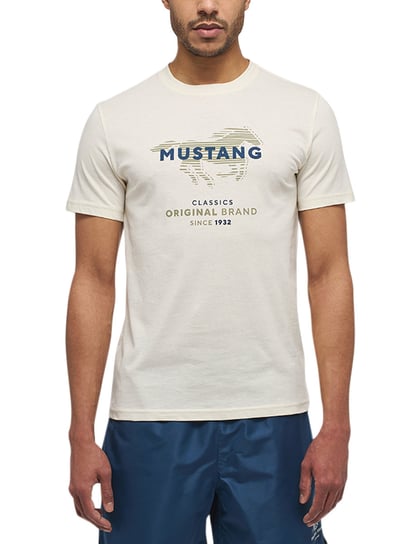 Mustang Męski T-Shirt Kremowa Koszulka L Mustang