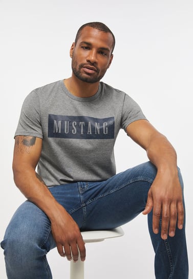 Mustang Style Alex C Logo Tee Męski T-Shirt Koszulka Mid Grey Melange 1013223 4140-S Inna marka