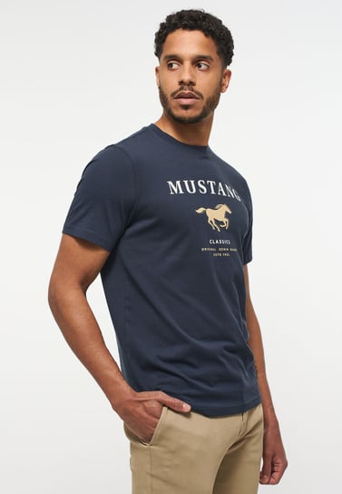 Mustang Style Alex C Print Męski T-Shirt Koszulka Z Krótkim Rękawem Logo Nadruk Outer Space 1013537 5330-S Inna marka