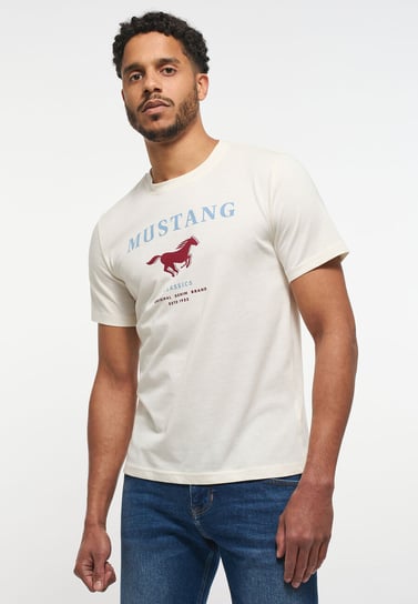 Mustang Style Alex C Print Męski T-Shirt Koszulka Z Krótkim Rękawem Whisper White 1013537 2013-M Inna marka