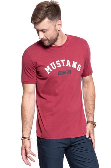 Mustang, T-shirt męski, Alex C Print Rhubarb 1008151 7194, rozmiar L Mustang
