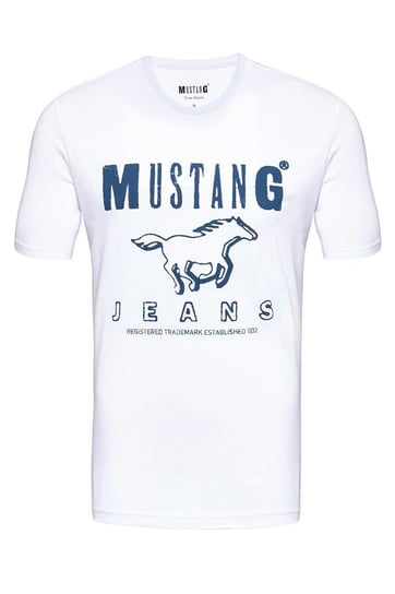 Mustang, T-shirt męski, Basic Print Tee General White 1008372 2045, rozmiar L Mustang