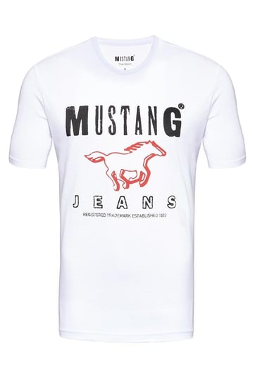 Mustang, T-shirt męski, Basic Print Tee General White 1008373 2045, rozmiar M Mustang