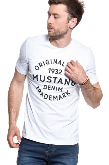Mustang, T-shirt męski, Logo T-Shirt General White 1007561 2045, rozmiar L Mustang