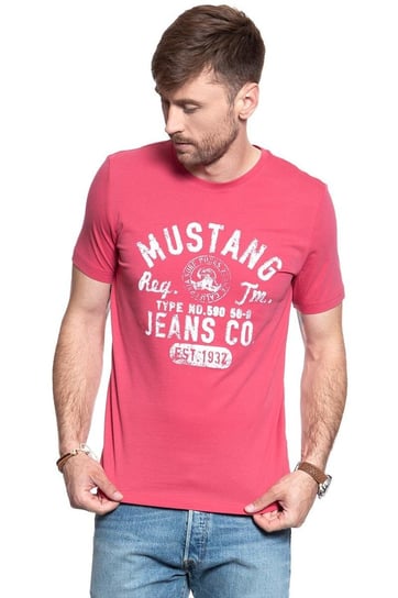 Mustang, T-shirt męski, Mustang, T-shirt męski, Print Tee Claret Red 1007520 8213, rozmiar S Mustang