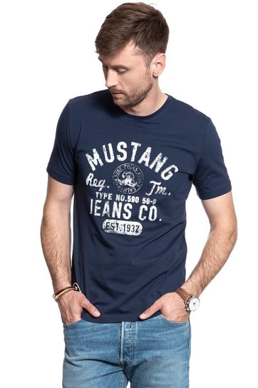 Mustang, T-shirt męski, Mustang, T-shirt męski, Print Tee Mood Indigo 1007520 5228, rozmiar S Mustang