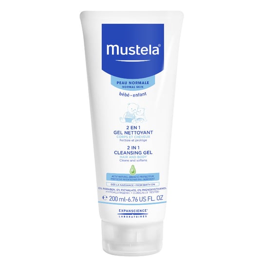 Mustela 2in1 Cleansing Gel, Żel 2 w 1 do mycia ciała i włosów dla dzieci 200ml Mustela