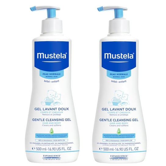 Mustela, Gentle Cleansing Gel, Zestaw: delikatny żel do mycia ciała i włosów dla dzieci, 2x500ml Mustela
