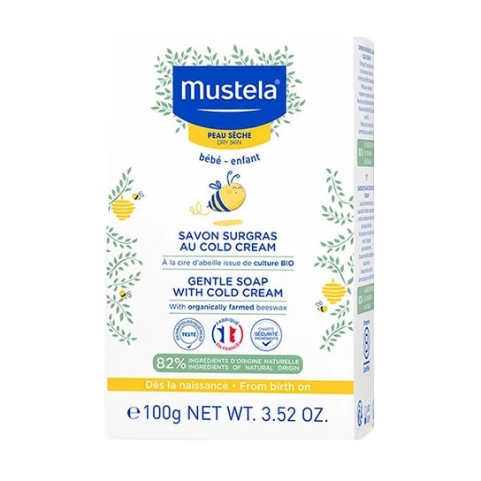 Mustela Gentle Soap Delikatne mydło z Cold Cream i organicznym woskiem pszczelim do mycia dla dzieci i niemowląt 100g Mustela