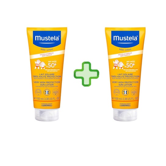 Mustela Sun Ochrona dla całej rodziny, mleczko ochronne SPF 50+, 100 ml + 100 ml Mustela