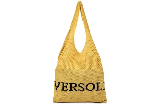 Musztarda worek Plażowy zakupowy A4 na lato torba bawełna C71 żółty, złoty Versoli