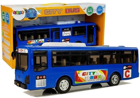 Muzyczny Autobus z Napędem Frykcyjnym i światłami Niebieski Lean Toys