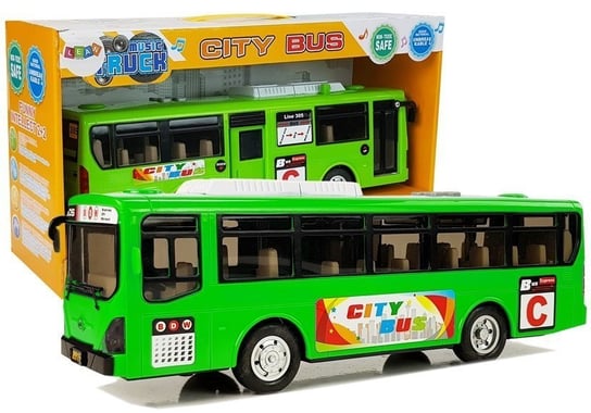 Muzyczny Autobus z Napędem Frykcyjnym i światłami Zielony Lean Toys