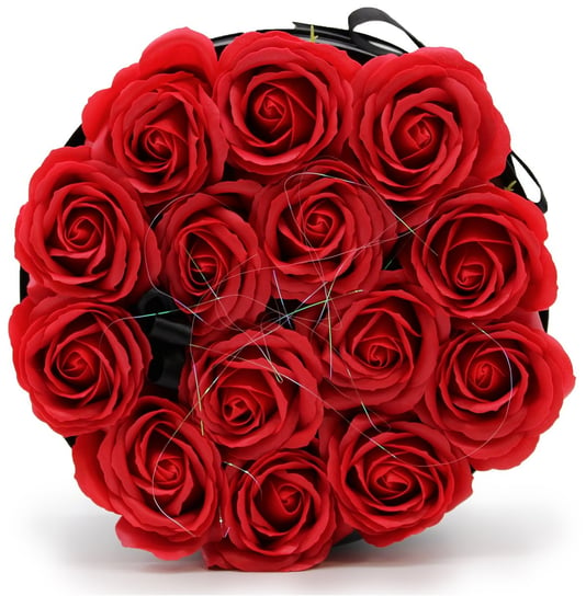 Mydlany Flower Box - 14 Czerwonych Róż w Okrągłym Pudełku Inna marka