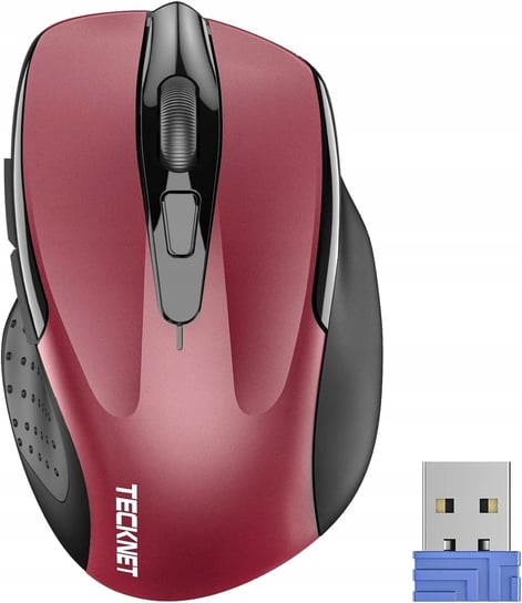 Mysz Bezprzewodowa Do Komputera 2600DPI USB 2.4Ghz Czerwona TeckNet
