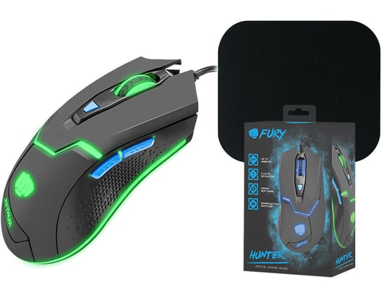 Mysz gamingowa podświetlana FURY HUNTER 4800DPI dla graczy + programowalne przyciski FURY