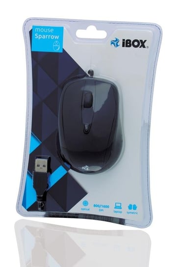 Mysz optyczna I-BOX Sparrow, USB, czarna IBOX