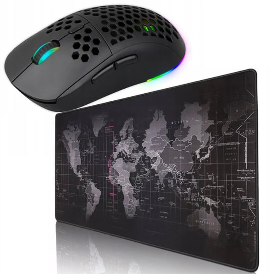 Mysza gamingowa z podświetleniem RGB Gaming Sniper + Podkładka gamingowa pod mysz na biurko „Mapa Świata” 40x90cm 2mm Inna marka