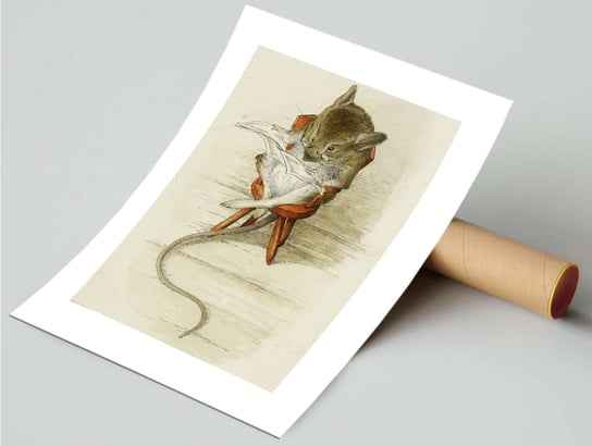 Myszka czytająca książkę  Beatrix Potter plakat, 40x50 cm DEKORAMA