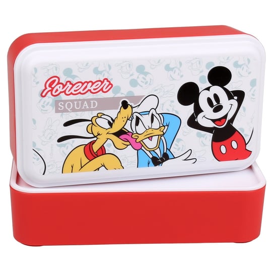 Myszka Mickey Disney 2X Biało-Czerwony Pojemnik Na Żywność, Śniadaniówka 5X5X18,5 cm Uniwersalny Disney