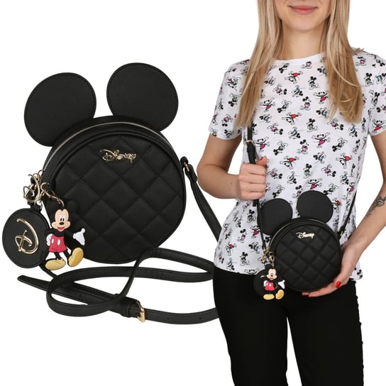 Myszka Mickey Disney Czarna, okrągła torebka na ramię, zawieszka 16x6x16 cm Disney