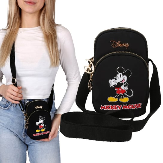 Myszka Mickey Disney Czarna torebka/saszetka na ramię, złote elementy 12x18x6 cm Disney