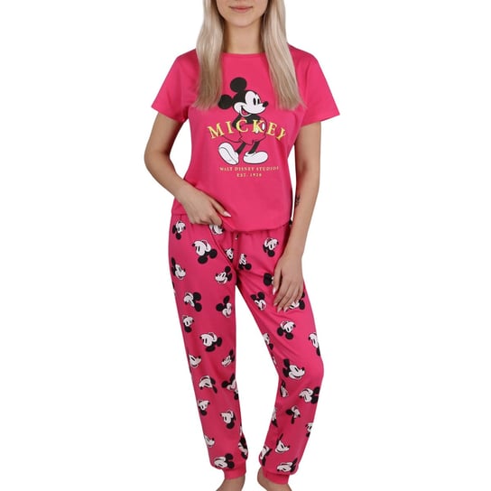 Myszka Mickey Disney Różowa piżama damska na krótki rękaw, bawełniana L Disney