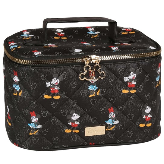 Myszka Mickey i Minnie Disney Czarny kuferek/kosmetyczka, pikowana, duża, złoty zamek 23x15x15 cm inna
