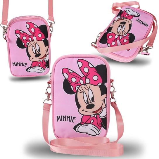 Myszka Minnie Różowa saszetka, mała torebka z długim paskiem, mini torebka na telefon 18x2x11 cm Disney