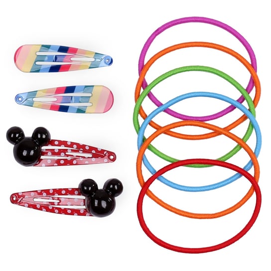 Myszka Minnie Zestaw kolorowych akcesoriów do włosów dla dziewczynki, spinki + gumki Disney