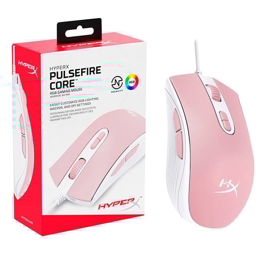 Myszka przewodowa - HyperX Pulsefire Core Gaming Mouse - Polling Rate 1000Hz 220 IPS 6200 DPI - Biało-Różowa HyperX