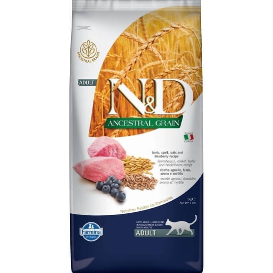 N&D Ancestral Cat Lamp Spelt Oats Blueberry  Adult 10 KG Karma kot orkisz FARMINA