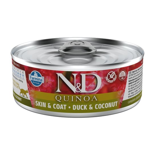 N&D Cat Quinoa Duck&Coconut 80g Mokra karma dla kota  - skóra i sierść, kaczka z kokosem FARMINA