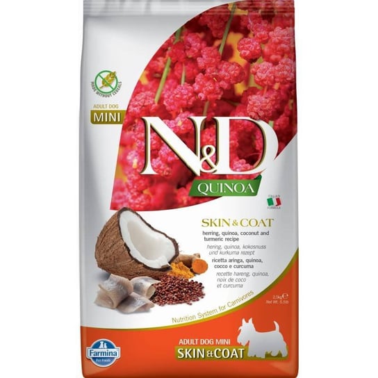 N&D Quinoa Dog Skin Coat Herring Coconut Adult Mini 2,5 KG Sucha karma pies FARMINA