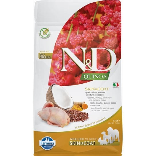 N&D Quinoa Dog Skin Coat Quail Coconut Adult Mini 800 G FARMINA