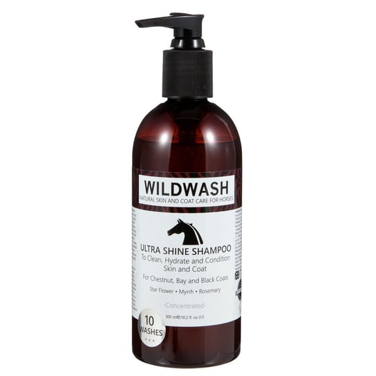 Nabłyszczający szampon dla koni o sierści kasztanowej gniadej karej WildWash Horse UltraShine300ml Wildwash UK