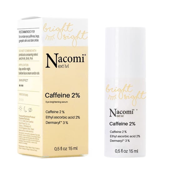 Nacomi, Rozświetlające serum pod oczy, Ethyl Ascorbic Acid 2% + kofeina 2%, 15 ml Nacomi