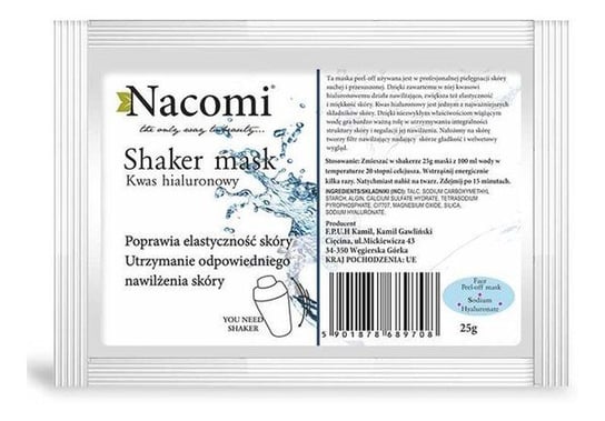 Nacomi, Shaker Mask, maska algowa do twarzy z kwasem hialuronowym, 25 g Nacomi
