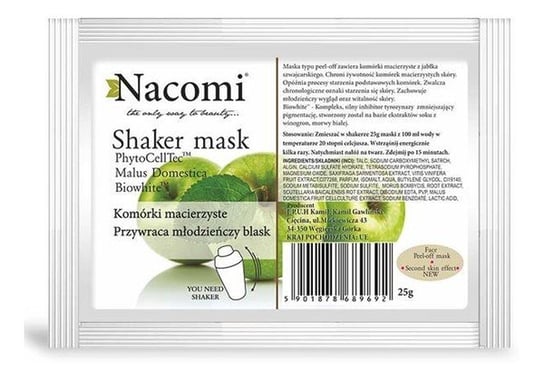 Nacomi, Shaker Mask, maska algowa naturalna do twarzy z komórkami macierzystymi, 25 g Nacomi