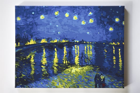 Nad Rodanem, van Gogh, noc, gwiazdy, impresja, malowanie po numerach, blejtram Akrylowo