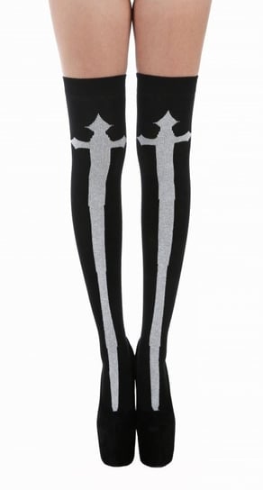 Nadkolanówki Black Socks With White Cross Czarne Inna marka