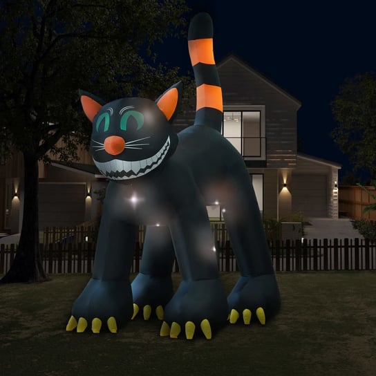 Nadmuchiwany czarny kot na Halloween, z LED, XXL, 6 m vidaXL