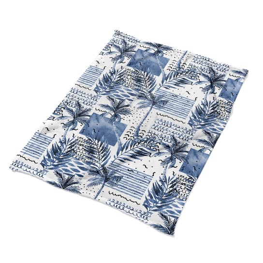 Nadruk koc na fotel Niebieska palma tkanina wzory, Fabricsy Fabricsy